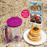 Pancake Batter Dispenser - KPKitchen Easy Pour Home Kitchen Gadgets - Perfect Baking of Cupcakes, Waffles, Cakes, Muffin Mix, Crepes, Donuts or Any Baked Goods - Bakeware Maker with Measuring Label