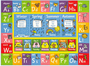 KC Cubs Playtime Collection ABC Alphabet, Seasons, Months and Days of The Week Educational Learning Area Rug Carpet for Kids and Children Bedrooms and Playroom (5' 0" x 6' 6")
