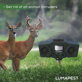 Lumapest Ultrasonic Outdoor Pest & Animal Repeller Upgraded Version - Solar Powered Motion Activated Sensor - Humane, Eco-Friendly - Effective Pest & Animal Management Without Traps or Chemicals