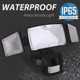 Amico 3500LM LED Security Lights, 40W Super Bright Outdoor Motion Sensor Light, 5000K, IP65 Waterproof, 3 Adjustable Heads & ETL Certified Motion Activated Flood Light for Entryways, Yard