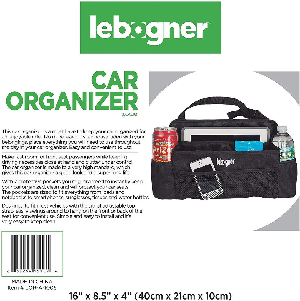 lebogner #1 Luxury CAR Organizer, Perfect Front Seat Organizer, Driver Organizer, Backseat Organizer, Car Seat Organizer for Kids, Black.