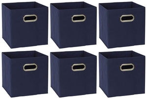 Household Essentials 84-1 Foldable Fabric Storage Bins | Set of 6 Cubby Cubes with Handles | Teafog, 6 lbs, Grey