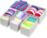 Simple Houseware Foldable Cloth Storage Box Closet Dresser Drawer Divider Organizer Basket Bins for Underwear Bras, Gray (Set of 6)
