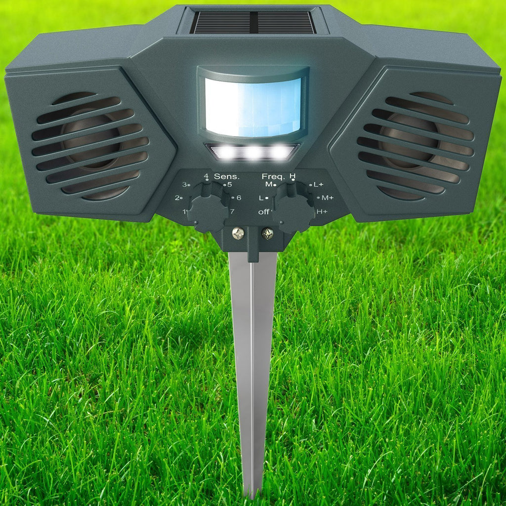 Lumapest Ultrasonic Outdoor Pest & Animal Repeller Upgraded Version - Solar Powered Motion Activated Sensor - Humane, Eco-Friendly - Effective Pest & Animal Management Without Traps or Chemicals