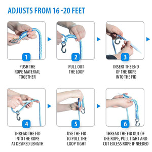 Milliard Pool Rope [Adjustable Length] 16-20' Floating Cordon Pool Safety Divider with Floats, Hooks and FID