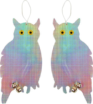 Tapix Owl Bird Repellent Reflective Holographic Bird Deterrent Hanging Device Effectively Keep Birds Away 2 Pack Owl to Scare Away Birds 15.3 x 8.2 inch, Best Bird Scare Device