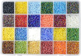 Gemybeads Glass Seed Beads, Small Pony Beads Assorted Kit with Organizer Box for Jewelry Making, Beading, Crafting (Round 3X2mm 8/0, 24 Assorted Multicolor Set)