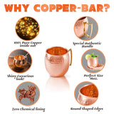 Moscow Mule Copper Mugs - Set of 4 - 100% HANDCRAFTED Pure Solid Copper Mugs - 16 Oz Gift Set with Highest Quality Cocktail Copper Straws, Copper Shot Glass & 2 E-Books by Copper-Bar