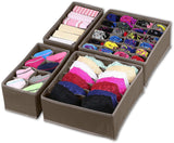 Simple Houseware Closet Underwear Organizer Drawer Divider 4 Set, Gray