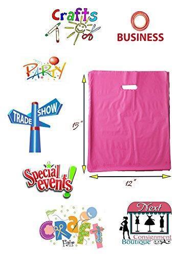 100 Extra Durable 2.5mil 12x15 Clear Merchandise bags Die Cut Handle-Semi-Glossy finish-Anti-Stretch. For Retail store plastic bags, Party favors, Handouts and more by Best Choice (Clear)