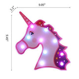 Pooqla LED Unicornio Night Light Lamp Kids Marquee Lights Unicorn Shape Signs Light Up Christmas Party Wall Decoration Battery Operated (Pink)