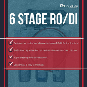 LiquaGen - 6-Stage Reverse Osmosis + Deionization Water Filtration System | 0 TDS - 100 GPD