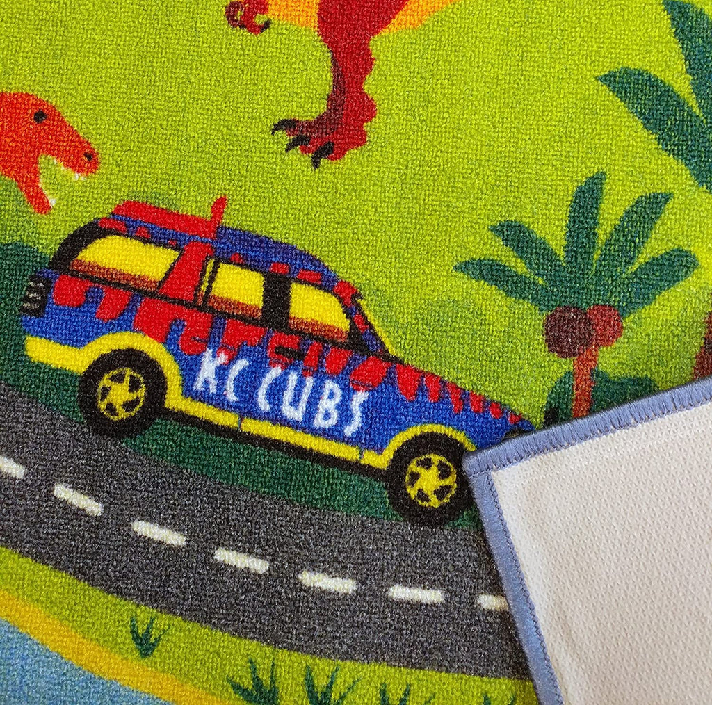 KC Cubs Playtime Collection Dinosaur Dino Safari Road Map Educational Learning & Game Area Rug Carpet for Kids and Children Bedrooms and Playroom (5'0" x 6'6")
