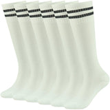 Youth Soccer Socks Fasoar Teens Knee High Football Socks Long Striped Rugby Tube Socks 2/6/10 Pairs