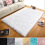 PAGISOFE Soft Faux Sheepskin Fluffy Rugs for Bedroom Kids Room, High Pile Faux Fur Area Rug Bedside Floor Carpet Photography, 3x5 Feet Rectangular Grey