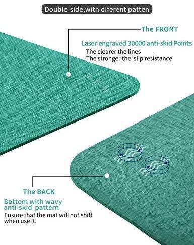 YAWHO Yoga Mat Fitness Mat Specifications 72'' x 26'' Thickness 1/4-Inch Eco Friendly Material SGS Certified Ingredients TPE Extra Large Non-Slip Exercise Mat with Carry Bag
