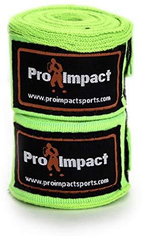 Pro Impact Mexican Style Boxing Handwraps 180" with Closure – Elastic Hand & Wrist Support for Muay Thai Kickboxing Training Gym Workout or MMA for Men & Women - 1 Pair